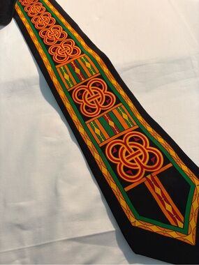 Rush Limbaugh Men's Tie Geometric Stained Glass Multicolor Silk USA 3 7/'8"  57"